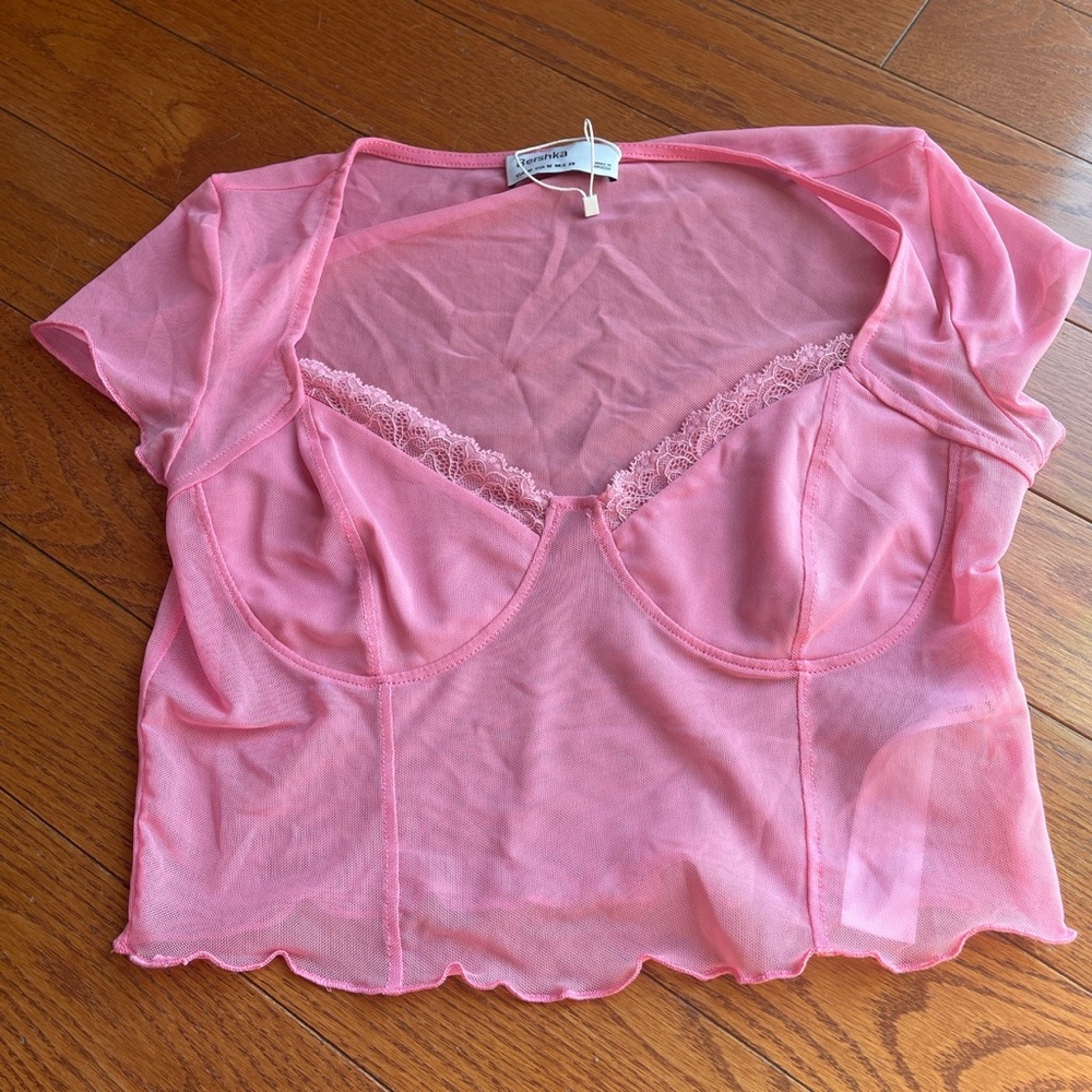 Bustier top in hot pink by bershka